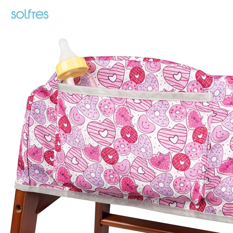 Solfres Dual-Belt High Chair Cover, Baby High Chair Cover, Upgrade Version, for Wooden or Restaurant High Chair, Sturdy and Robust Material, Heart-Shaped Donut, Pink Hot Pink Lilac - Image 5